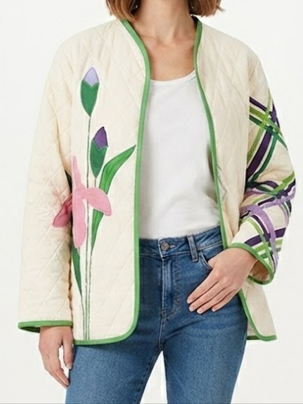 Vintage Alfredo's Wife Quilted Floral Jacket OS
